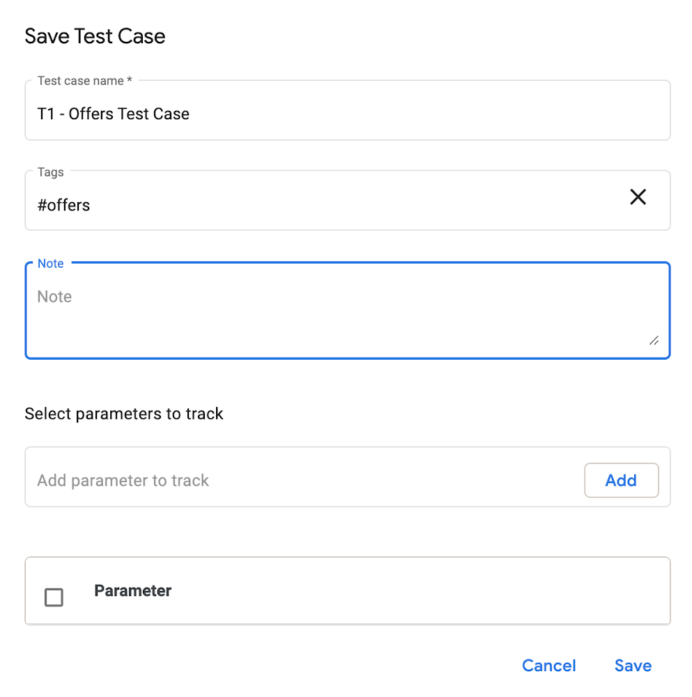 Saving Test Case
