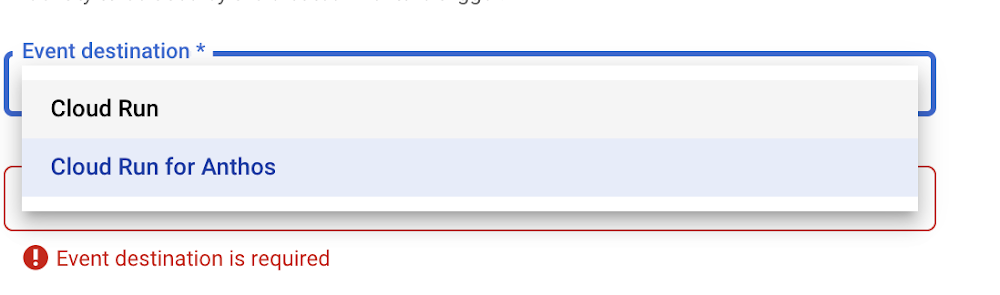 Cloud Run for Anthos event destination