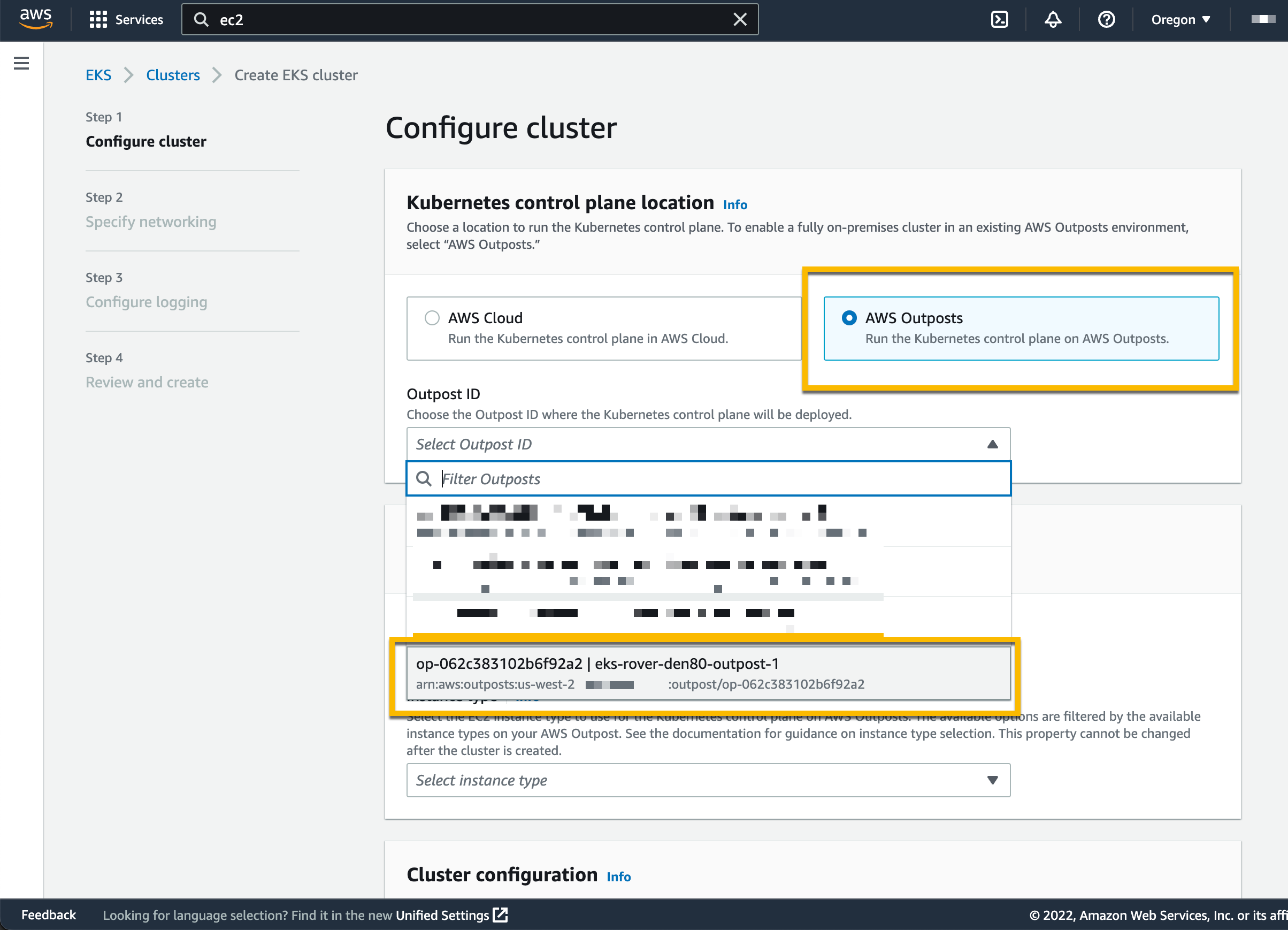 Configure EKS Cluster to Use AWS Outposts