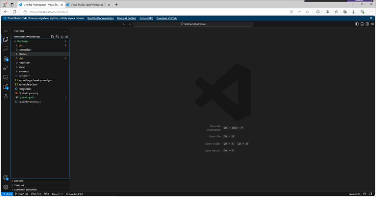 A screenshot of the VSCode.dev online browser.