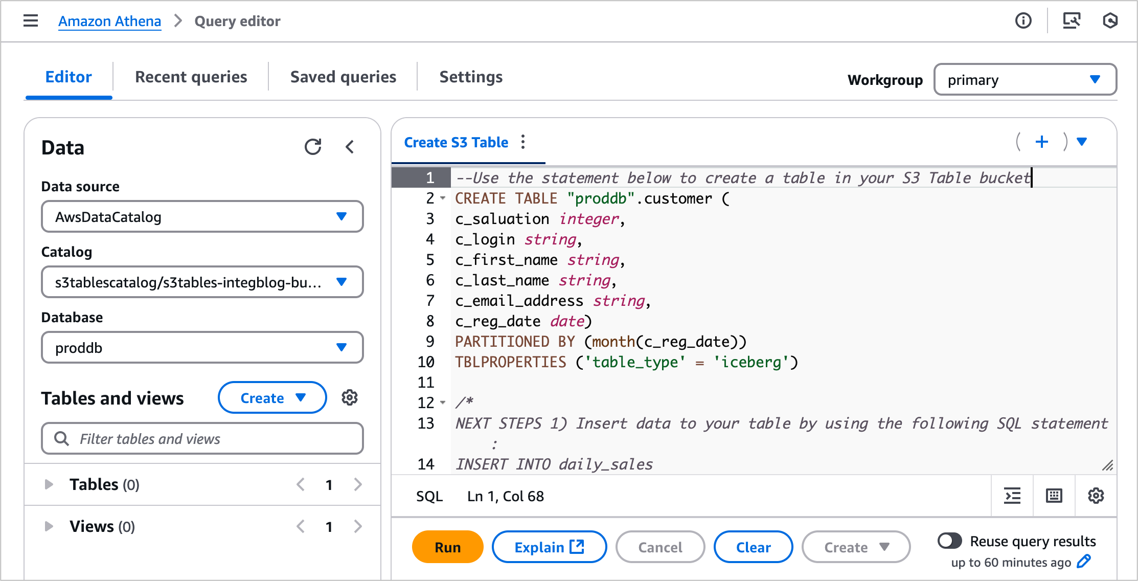 2. Query with Athena