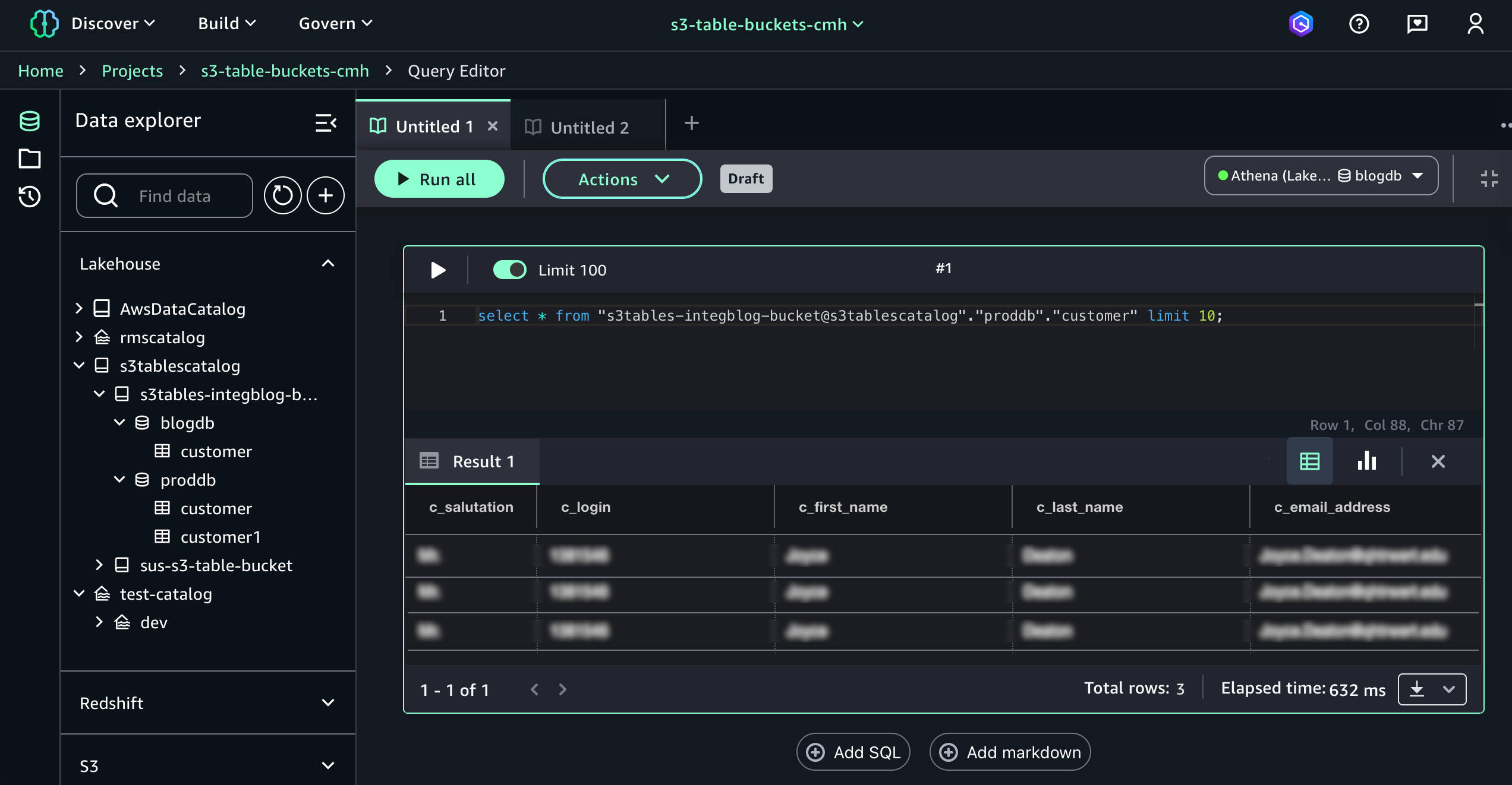 6. Athena query in Unified Studio